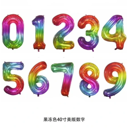 New jelly-colored 40-inch American version digital aluminum film balloon party decoration set rainbow digital aluminum film balloon New jelly-colored 40-inch American version digital aluminum film balloon party decoration set rainbow digital aluminum film balloon